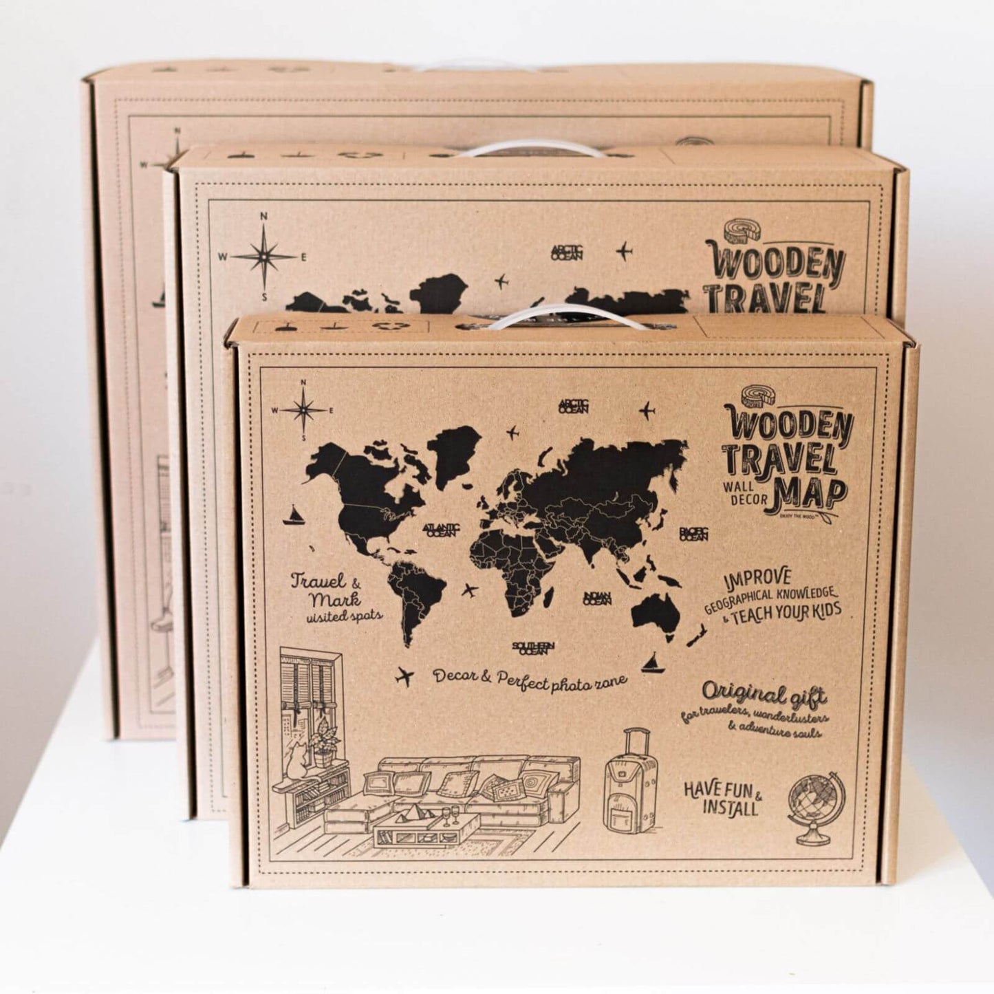 3D Luminous Colored Wooden World Map Mystery