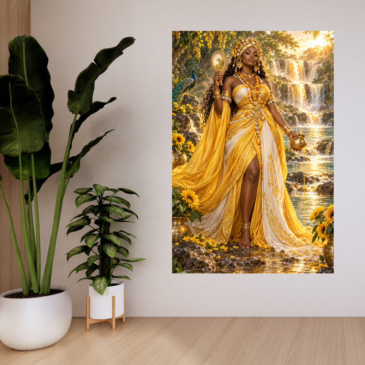 OSHUN ORISHA GODDESS OF LOVE, BEAUTY, FERTILITY, WEALTH AND FRESH WATERS ACRYLIC WALL ART