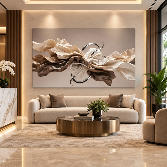 LUXURY FABRIC ABSTRACT ACRYLIC WALL ART