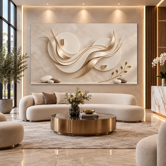 BEIGE MODERN STONE ACRYLIC WALL ART