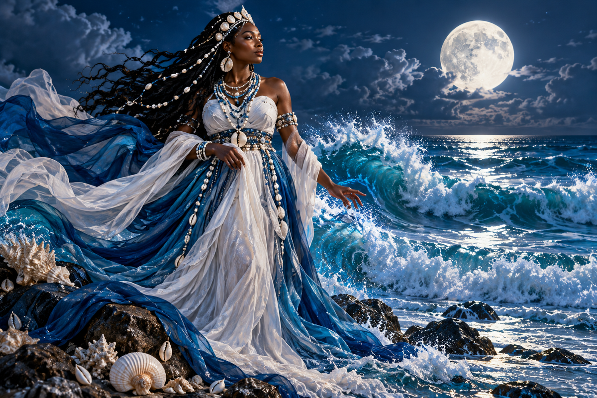 Yemaya Ocean Spirit – Yoruba-Inspired Acrylic Wall Art