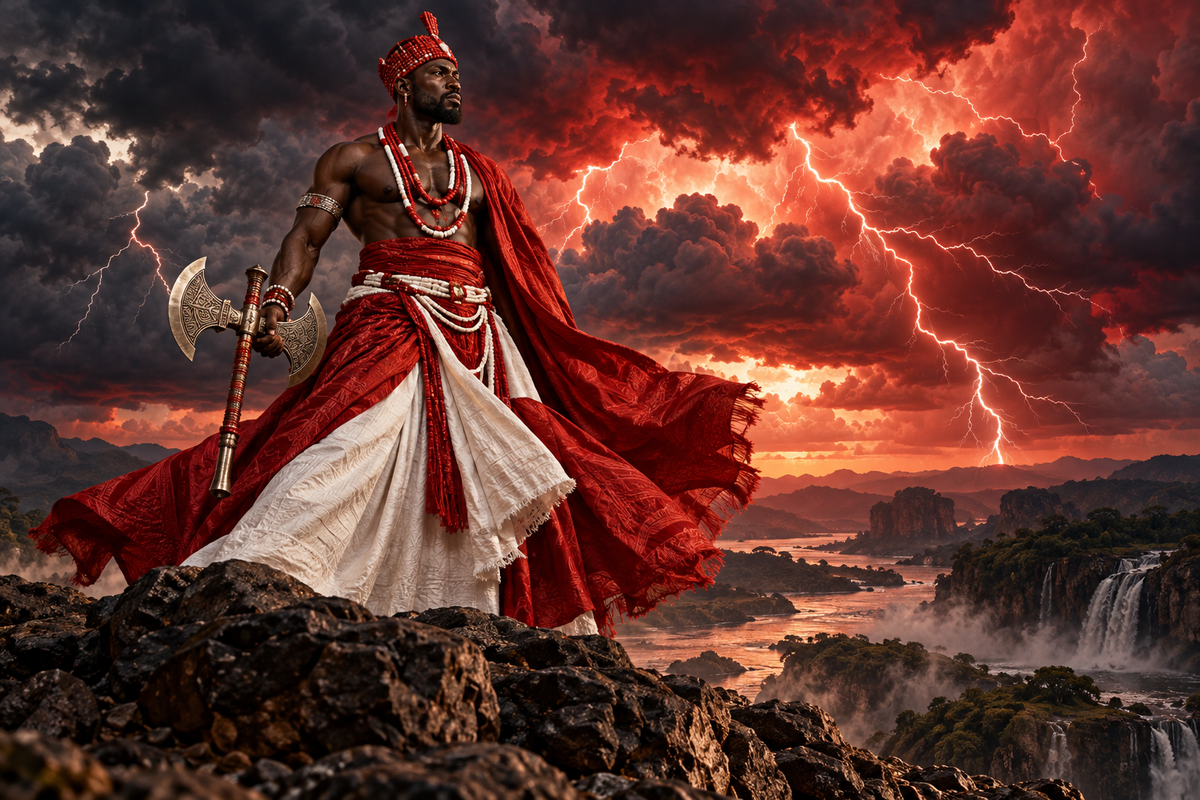 Shango and the Lightning – Yoruba-Inspired Acrylic Wall Art