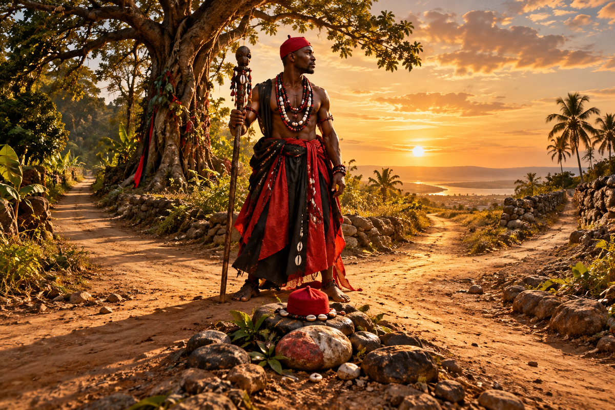Elegua at the Crossroads – Yoruba-Inspired Acrylic Wall Art