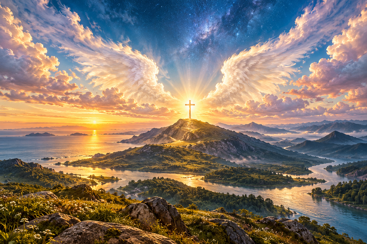 Cross, Light & Wings – Spiritual Acrylic Wall Art