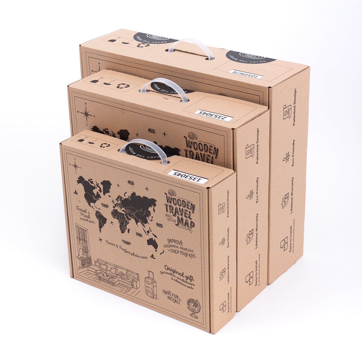 3D Wooden World Map Oak (for US only)