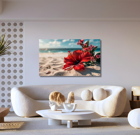RED HIBISCUS FLOWER ACRYLIC WALL ART