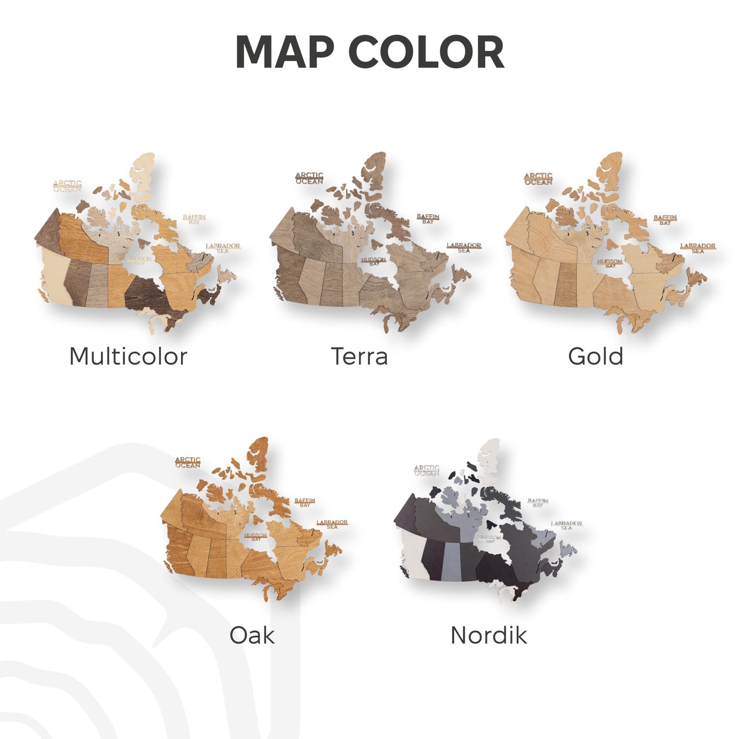 3D Wooden Map of Canada – Multicolor
