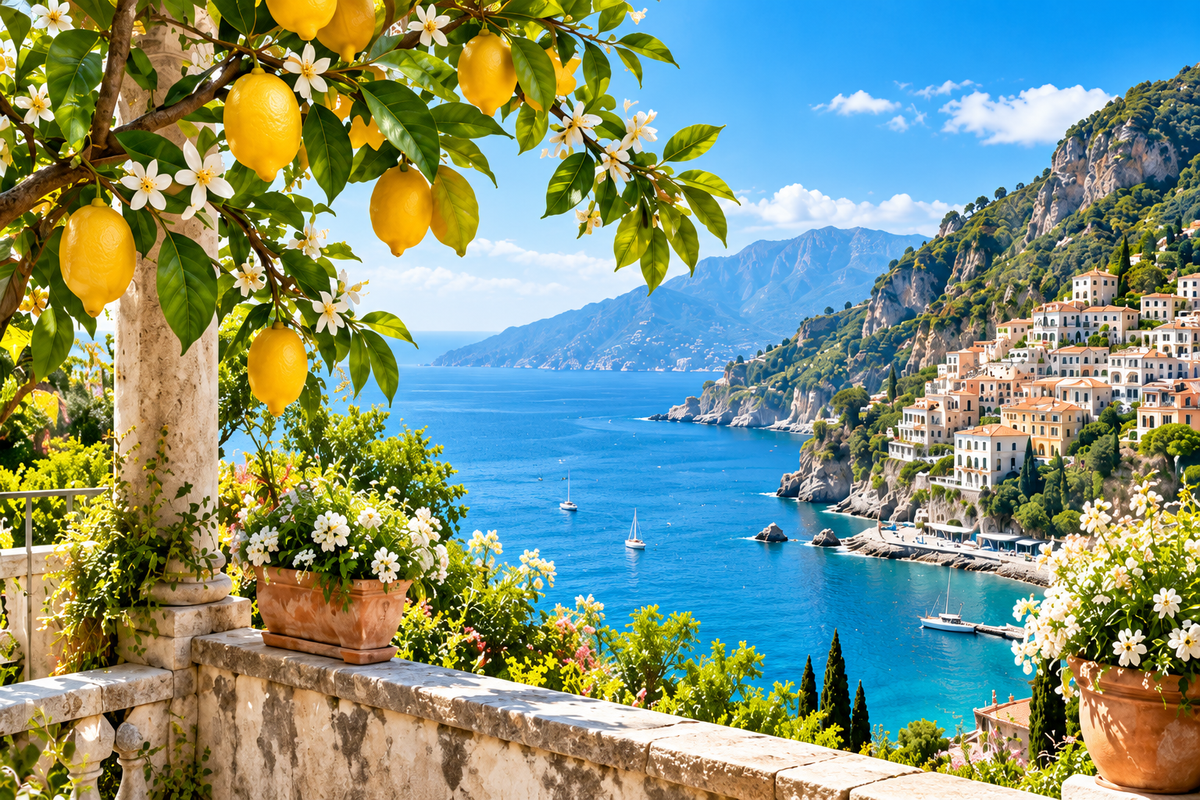 Amalfi Lemon Grove Coastal Acrylic Wall Art