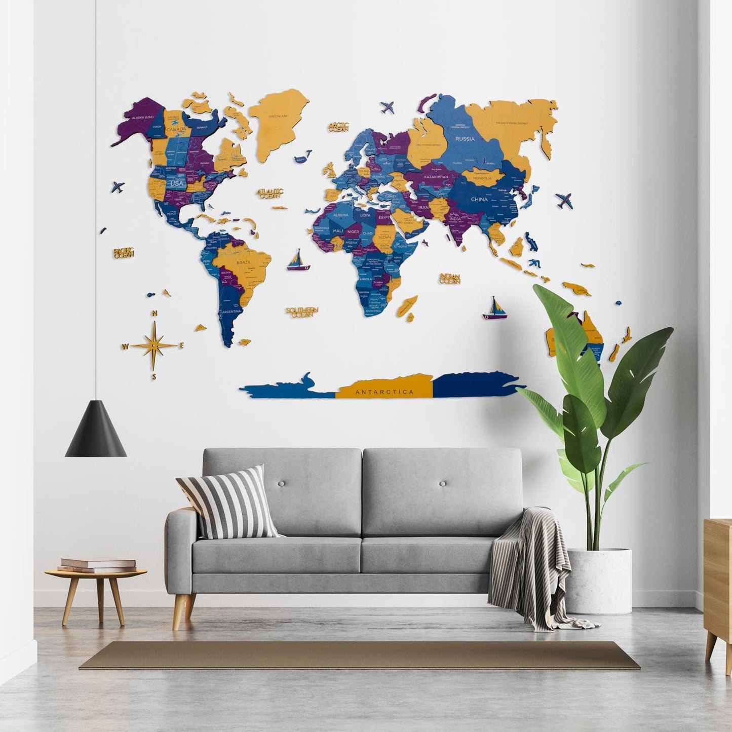 3D Wooden World Map Waterpark