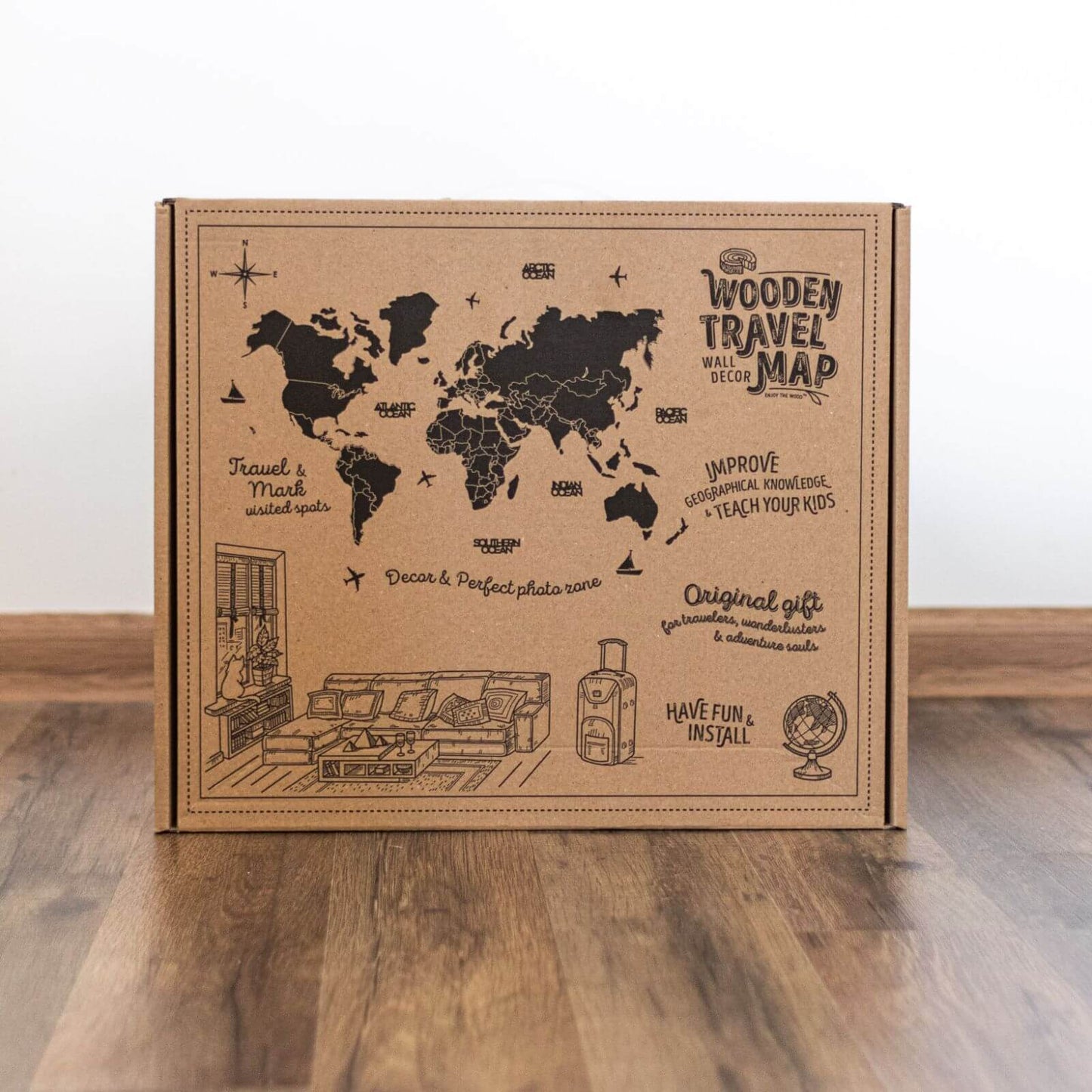 3D LED / LUMINOUS Wooden World Map 3.0 Cruise
