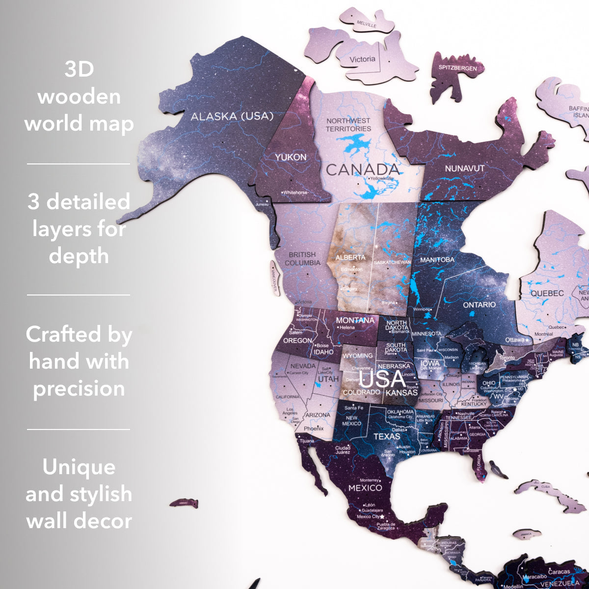 3D Wooden World Map Sirius