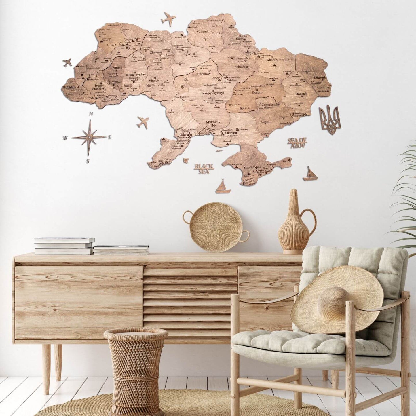 Wooden Map of Ukraine Nordik