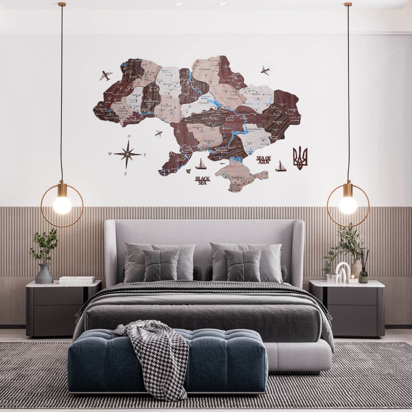 Wooden Map of Ukraine Nordik