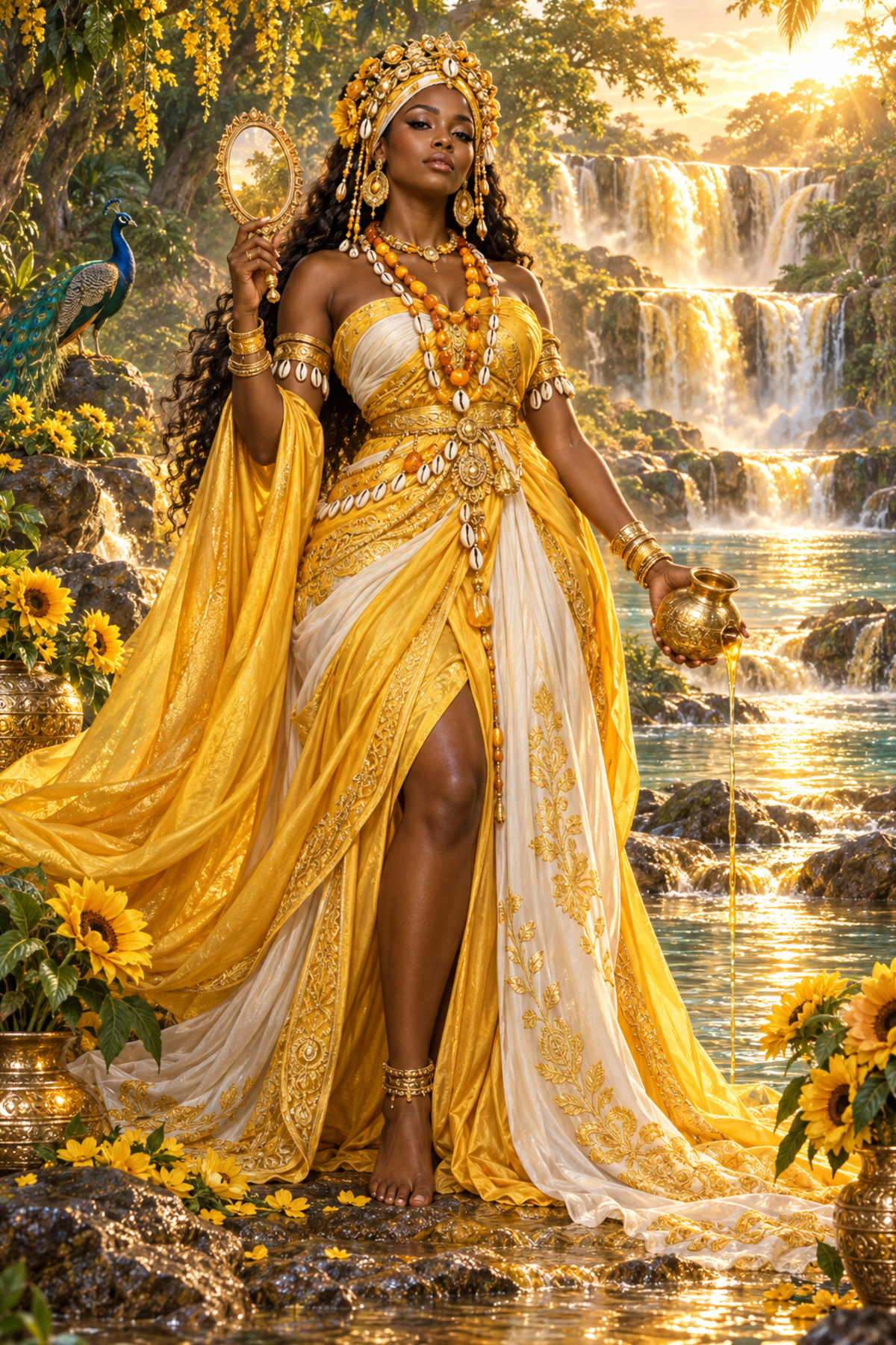 OSHUN ORISHA GODDESS OF LOVE, BEAUTY, FERTILITY, WEALTH AND FRESH WATERS ACRYLIC WALL ART