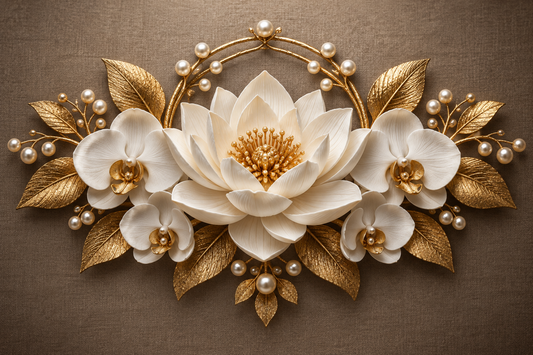WHITE LOTUS AND ORCHIDS ACRYLIC WALL ART