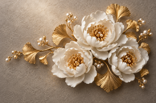 LUXURY WHITE FLOWERS ACRYLIC WALL ART