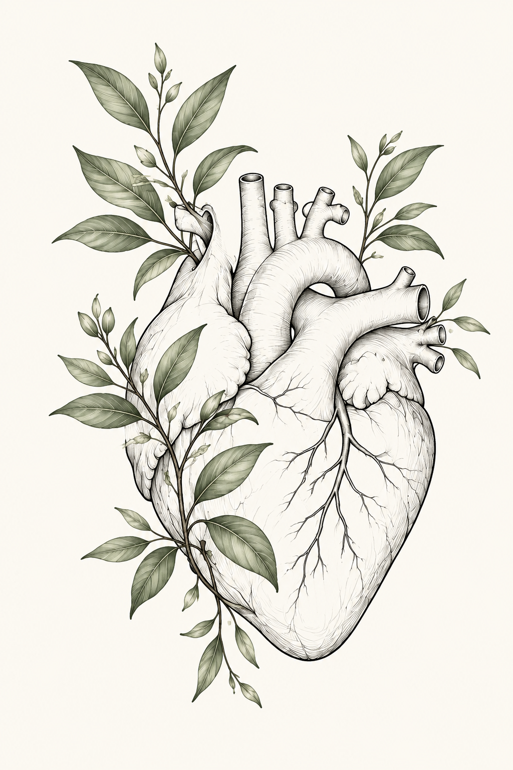 Botanical Heart Acrylic Wall Art for Cardiology Offices