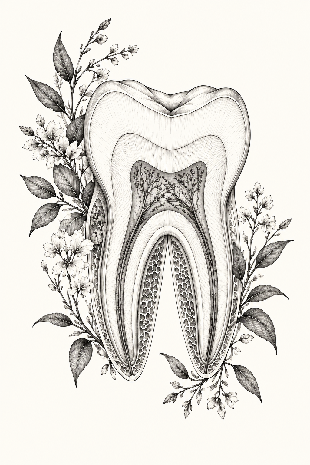 Botanical Tooth Acrylic Wall Art for Dental Offices