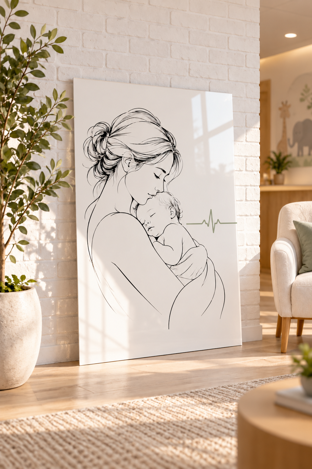 Mother and Baby Acrylic Wall Art for Pediatric Clinics