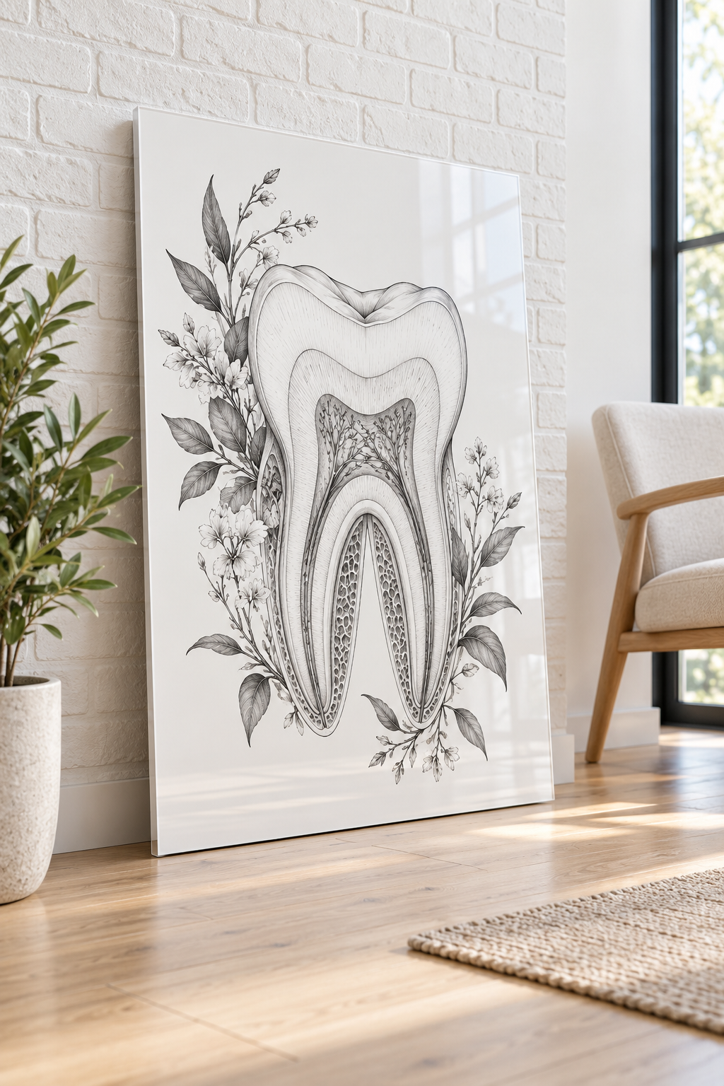 Botanical Tooth Acrylic Wall Art for Dental Offices
