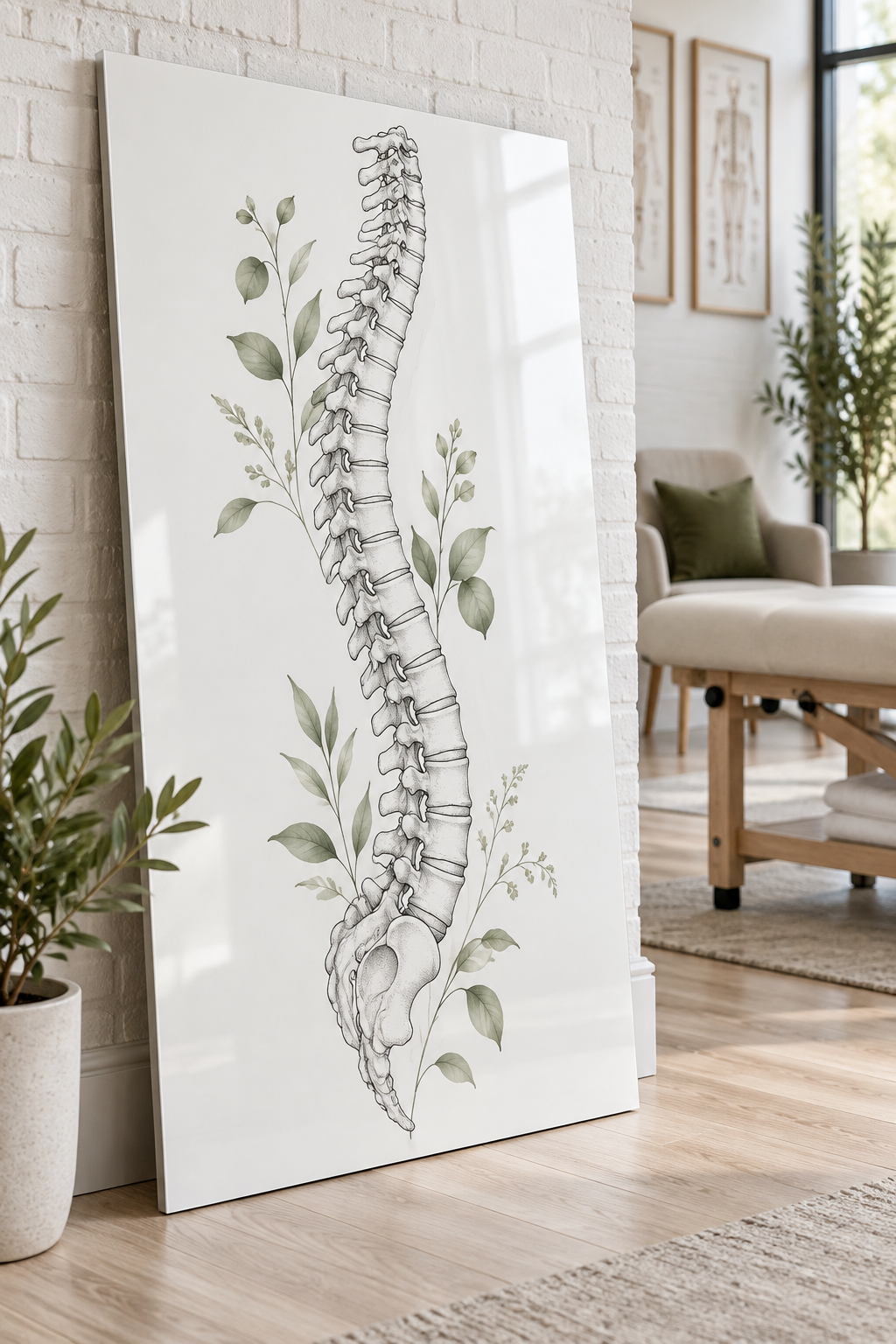 Botanical Spine Acrylic Wall Art for Physical Therapy Clinics