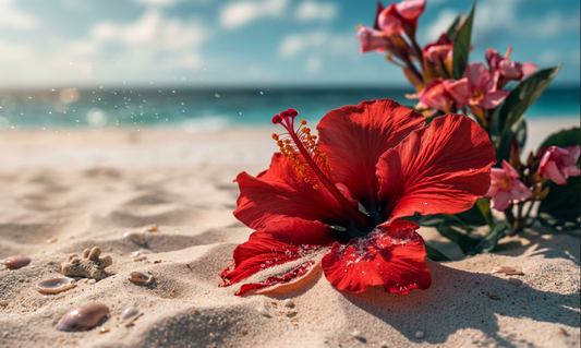 RED HIBISCUS FLOWER ACRYLIC WALL ART