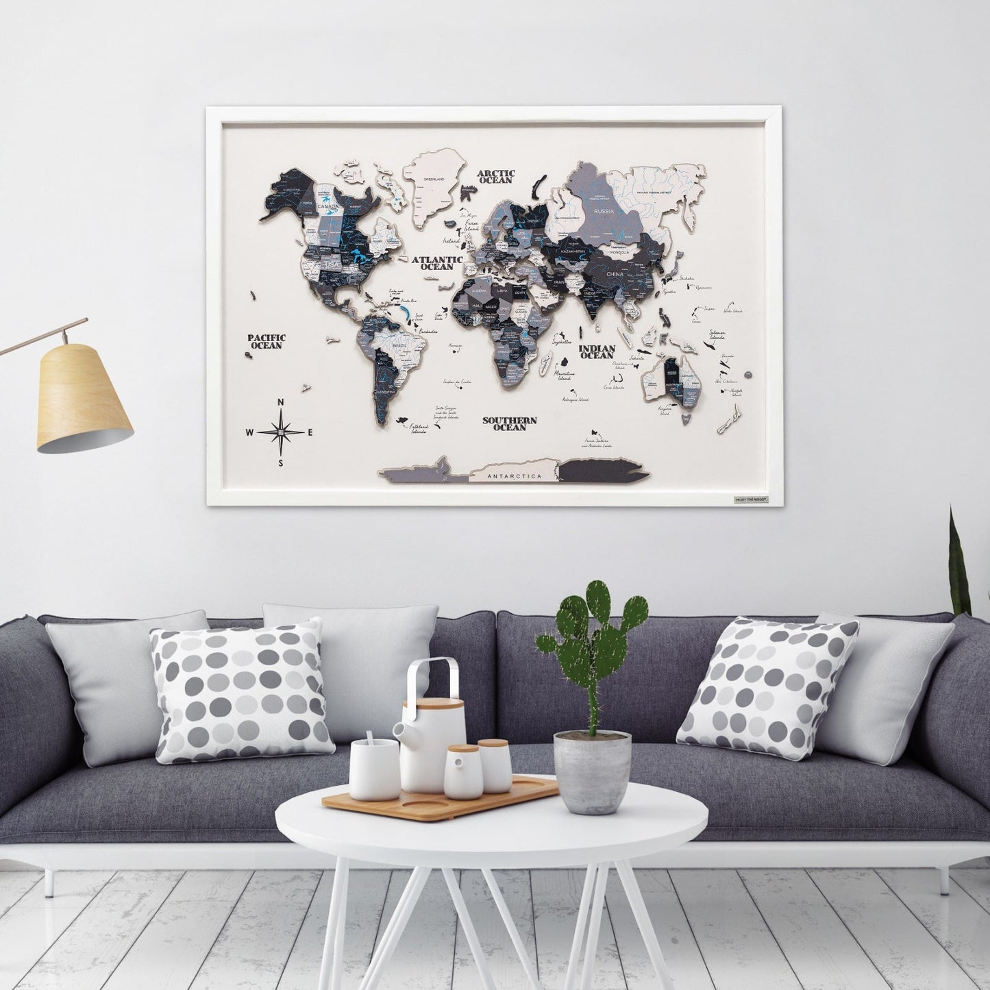 3D Wooden Panel World Map - Nordik