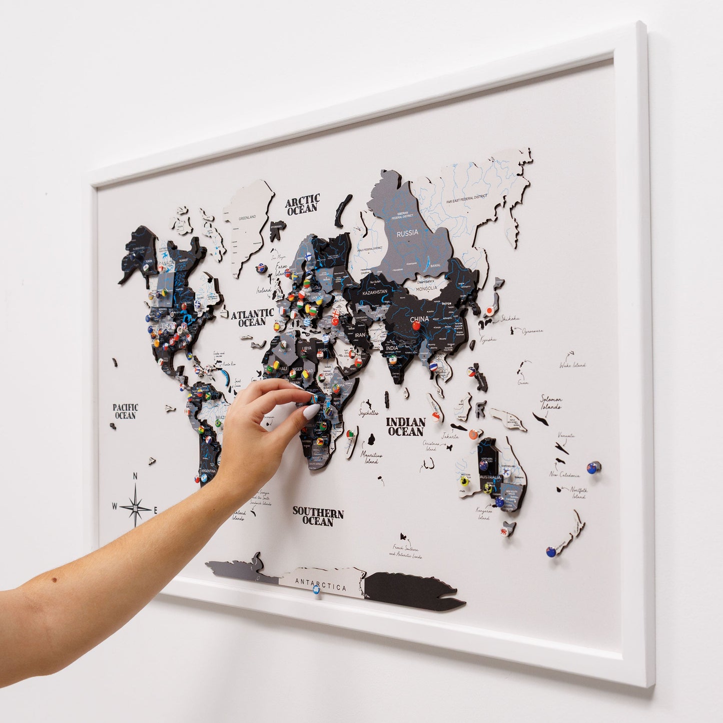 3D Wooden Panel World Map - Nordik