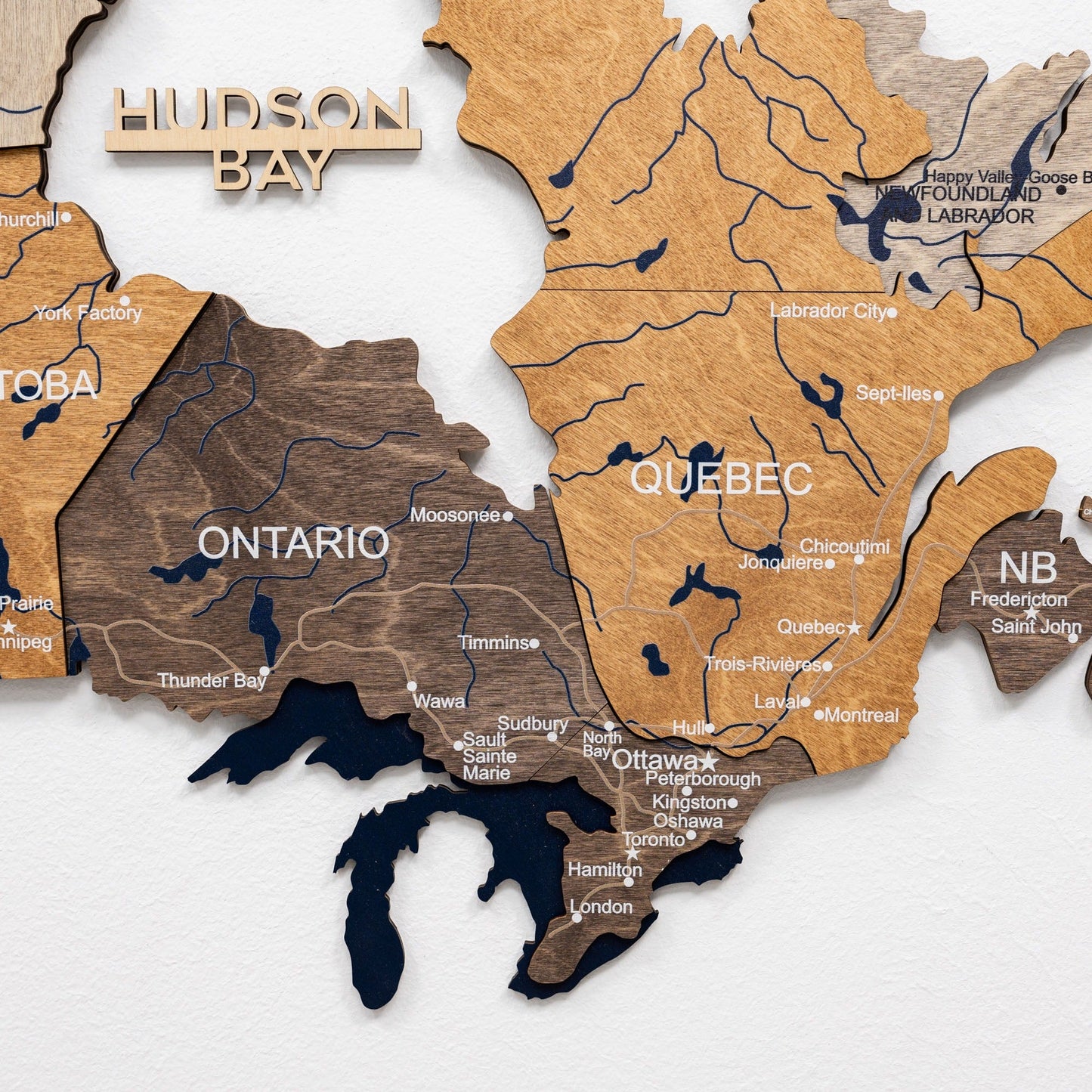 3D Wooden Map of Canada – Multicolor