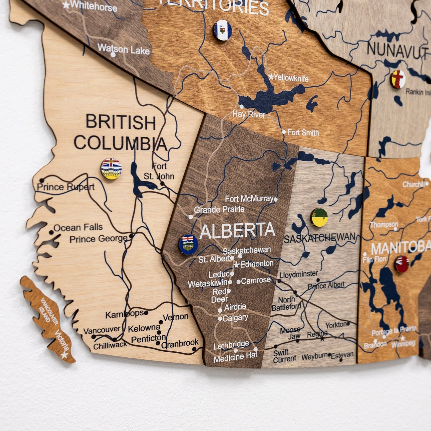 3D Wooden Map of Canada – Multicolor
