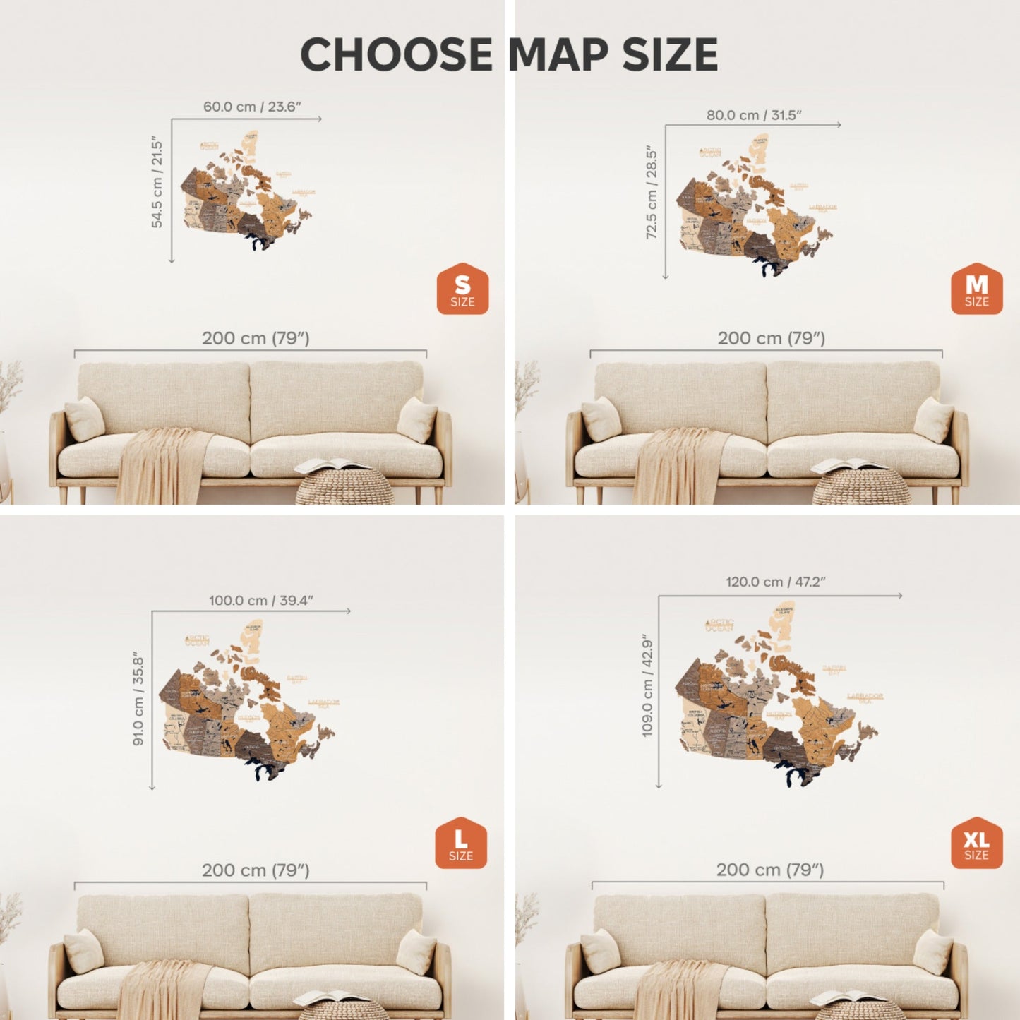3D Wooden Map of Canada – Multicolor