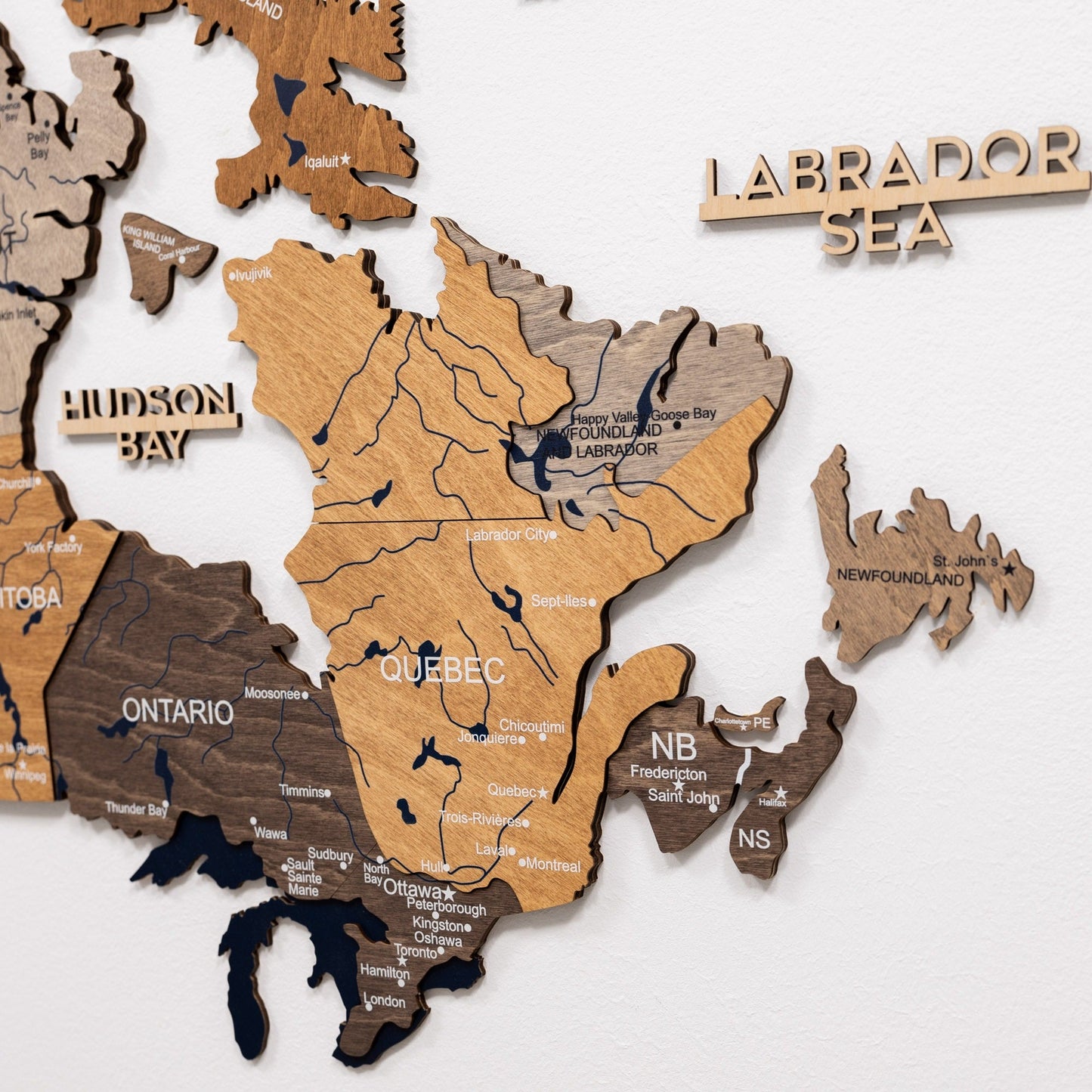 3D Wooden Map of Canada – Multicolor