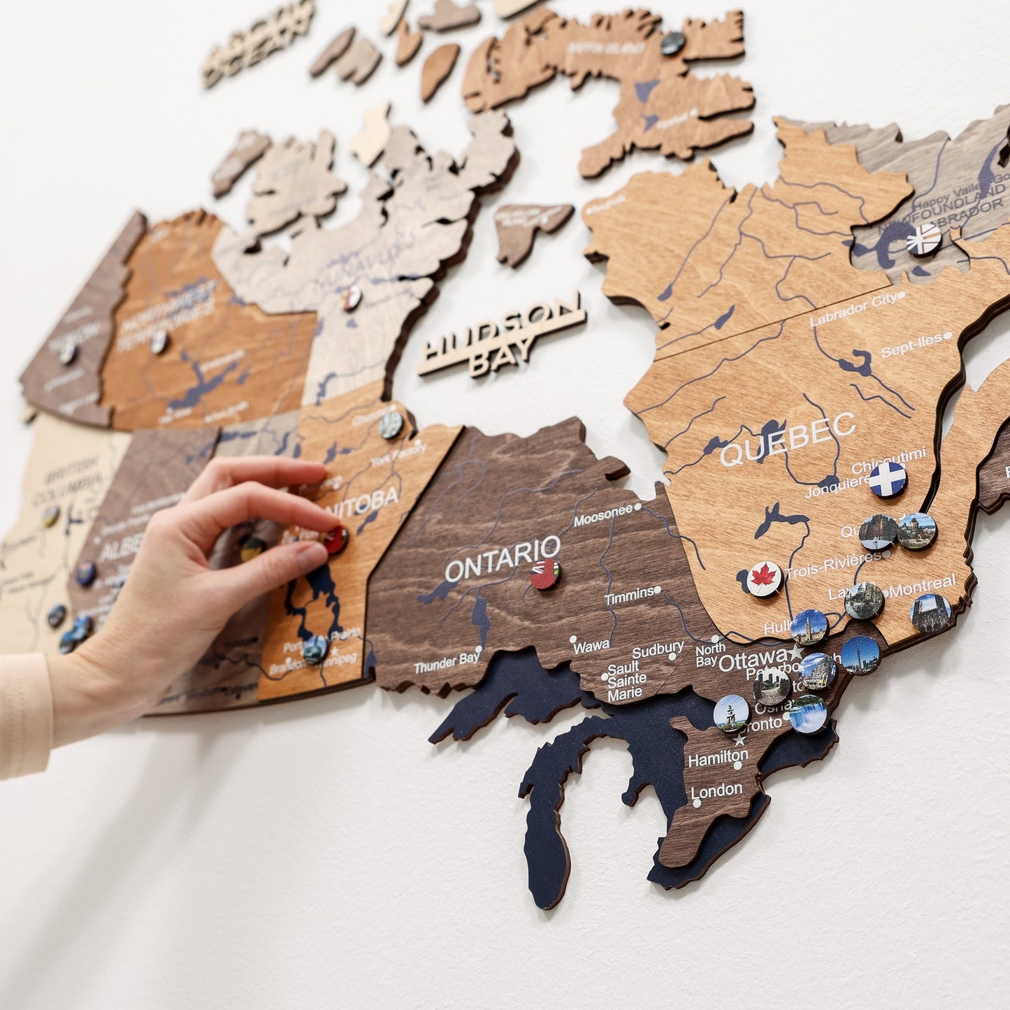 3D Wooden Map of Canada – Multicolor