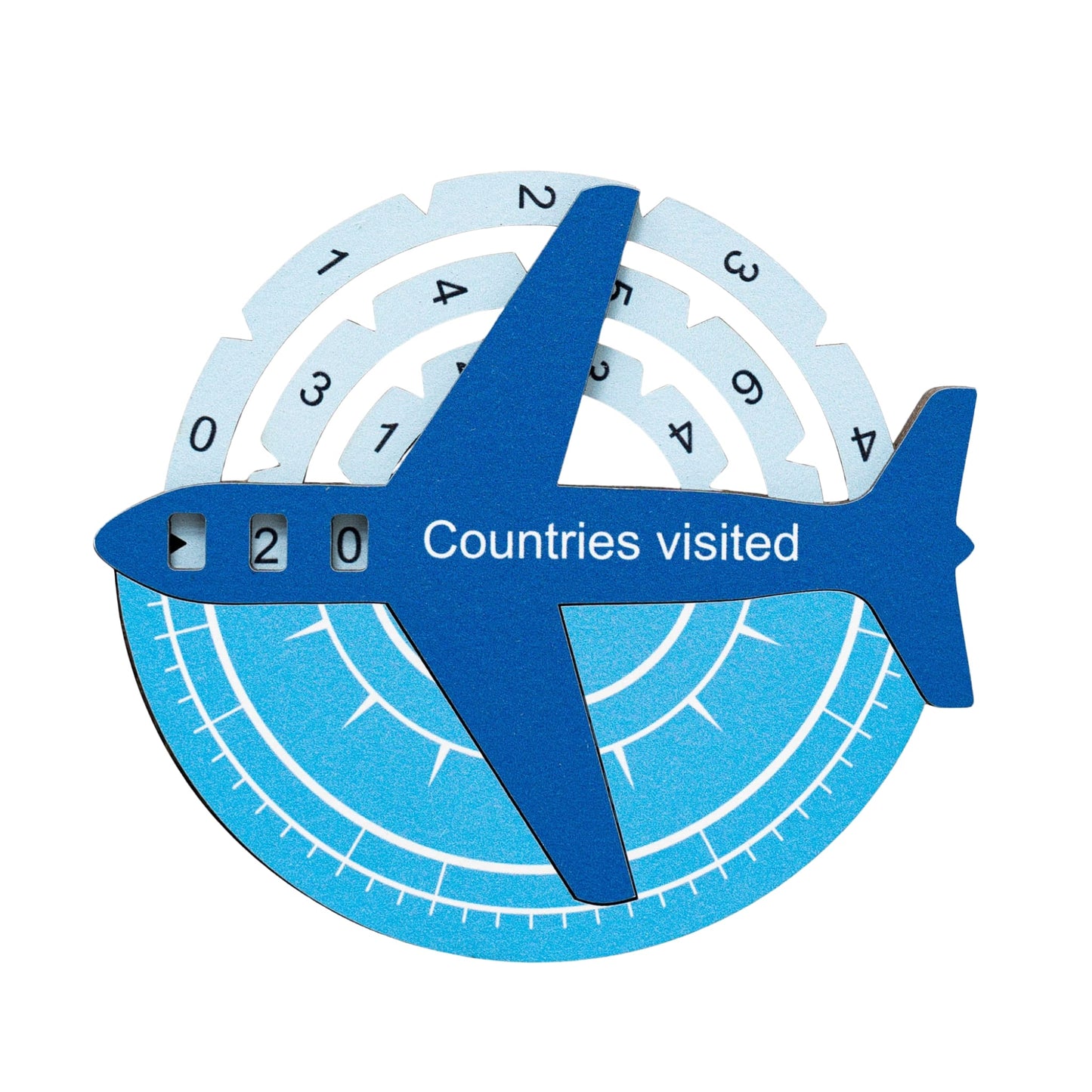 Travel Tracker 3D Colored Wooden World Map - Azure
