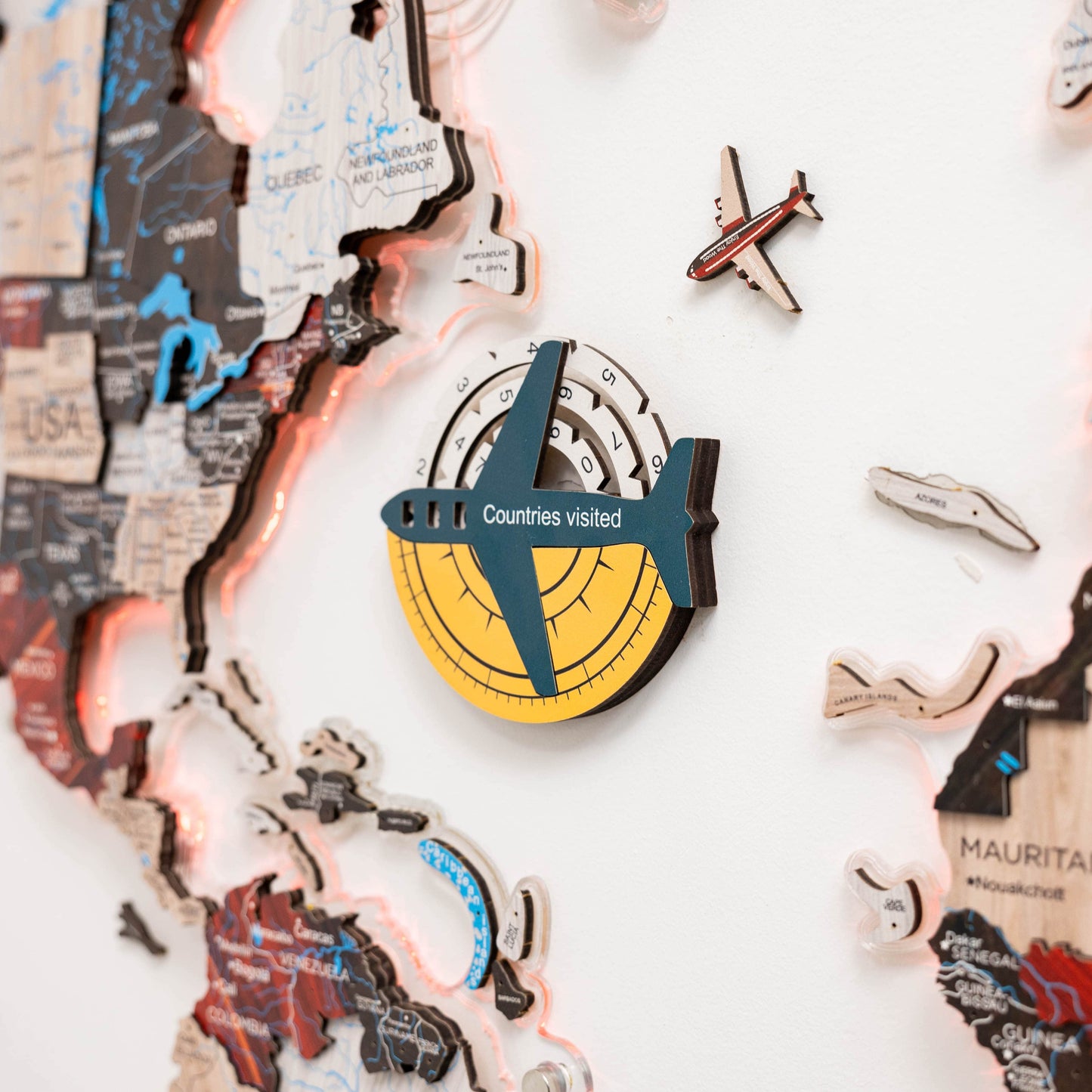 Travel Tracker 3D Colored Wooden World Map - Country