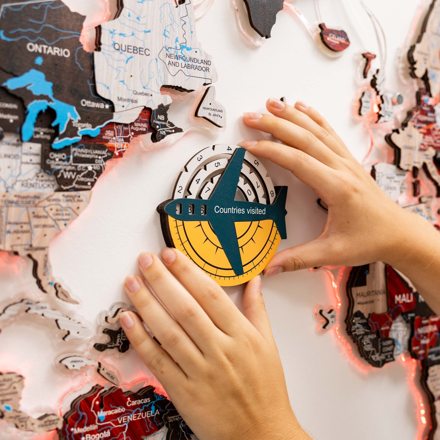 Travel Tracker 3D Colored Wooden World Map - Country