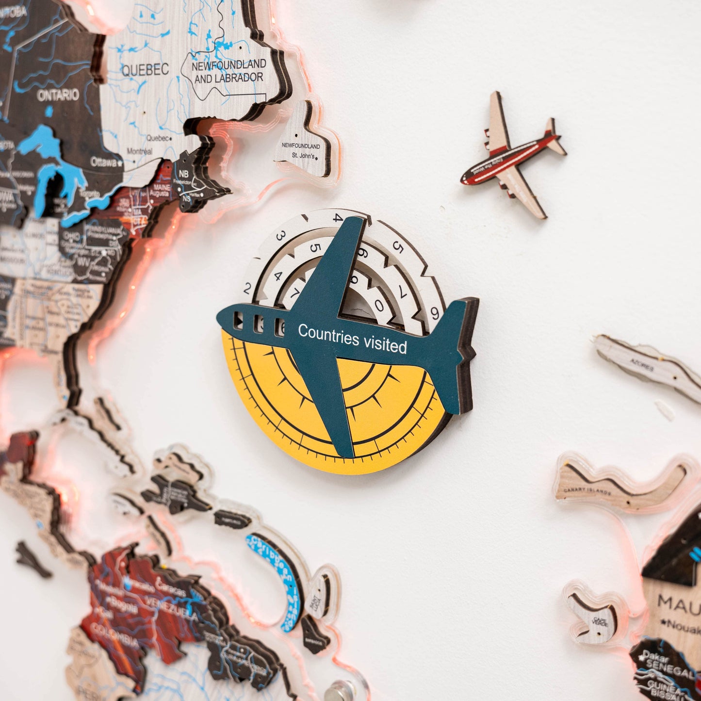 Travel Tracker 3D Colored Wooden World Map - Country