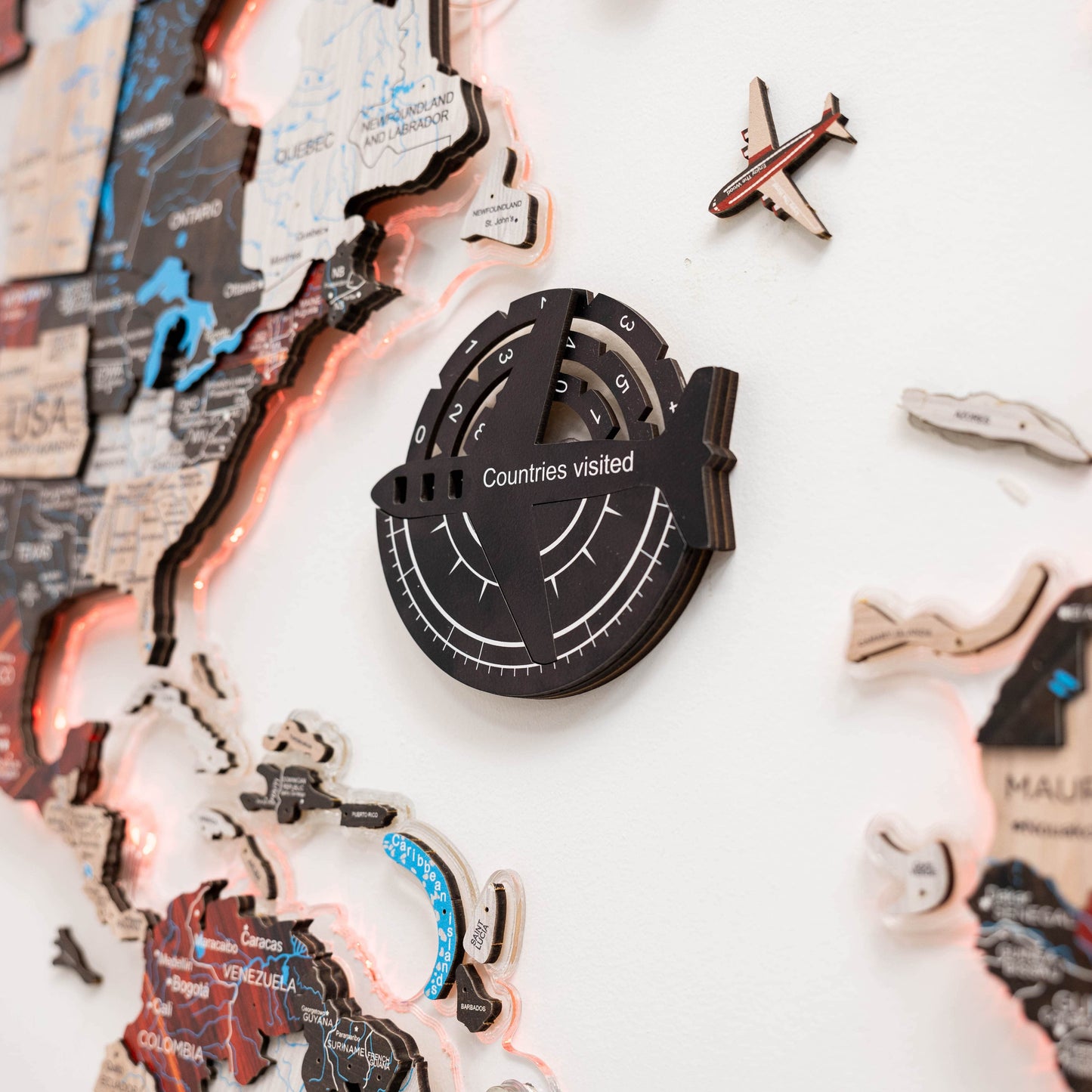 Travel Tracker 3D Colored Wooden World Map – Midnight
