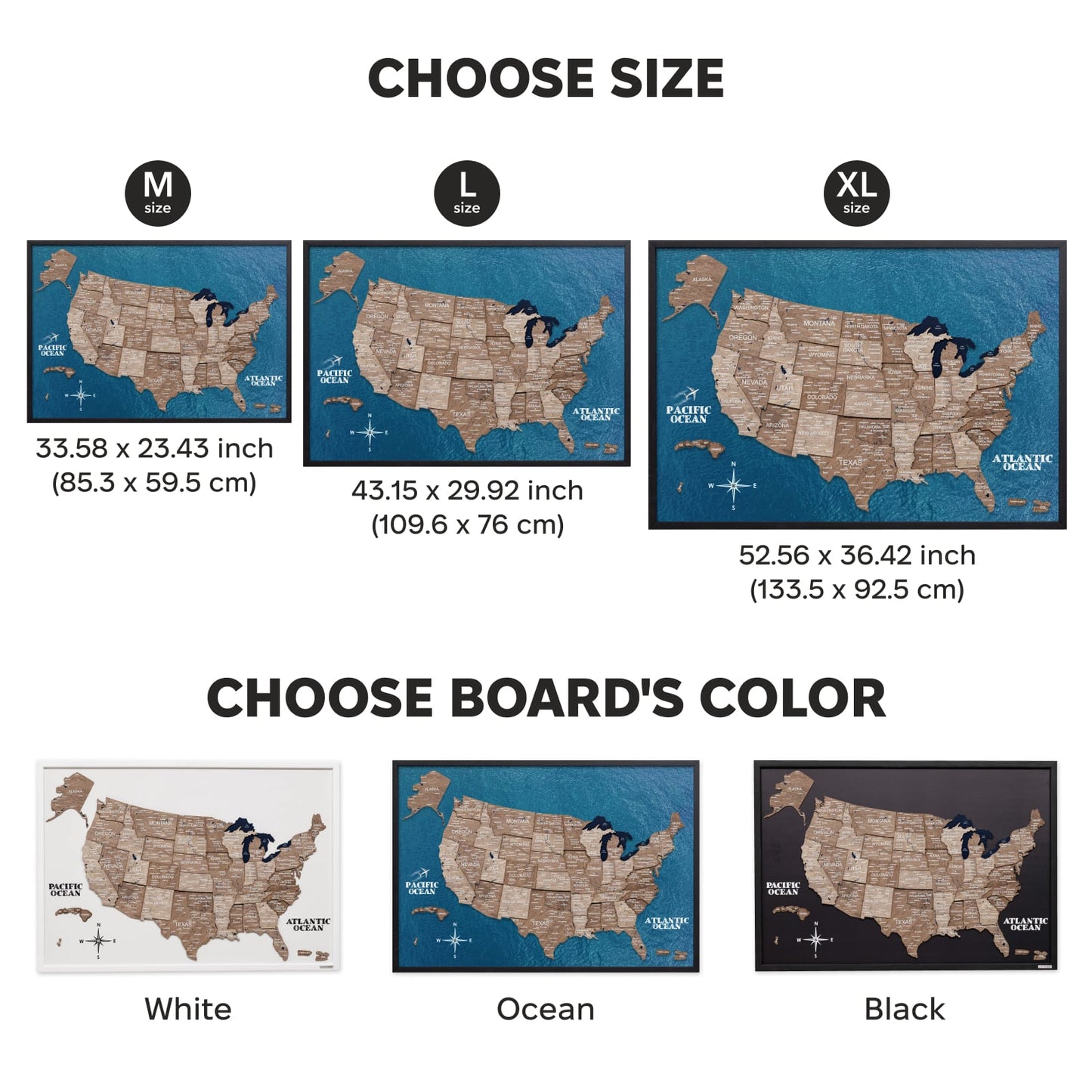 3D Wooden USA Map on Board - Terra