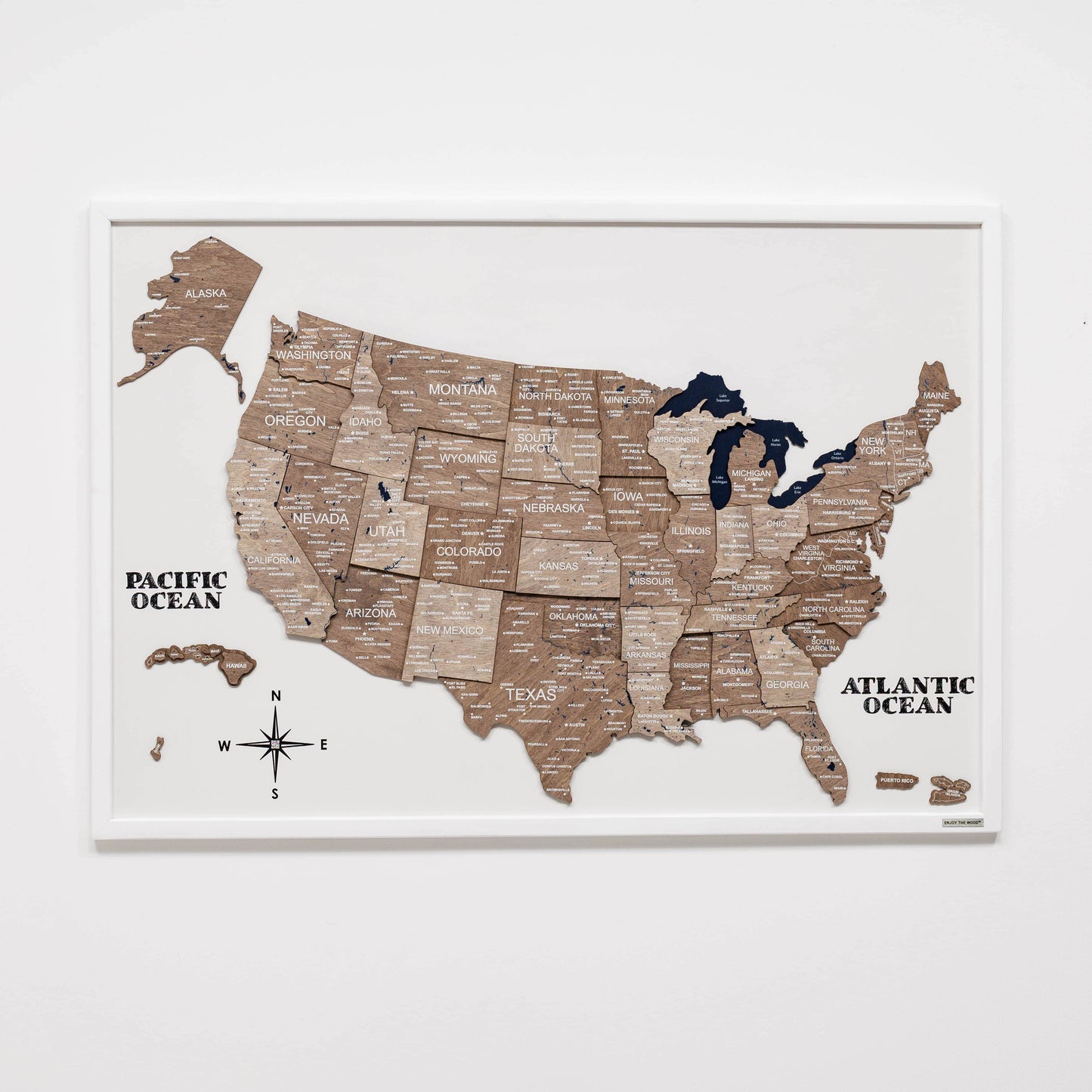 3D Wooden USA Map on Board - Terra